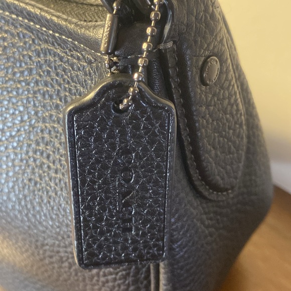 Coach Cary CC437 Black Pebble Leather Shoulder Crossbody Bag Pewter - Picture 3 of 8